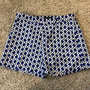 Blue and white print shorts